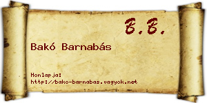 Bakó Barnabás névjegykártya